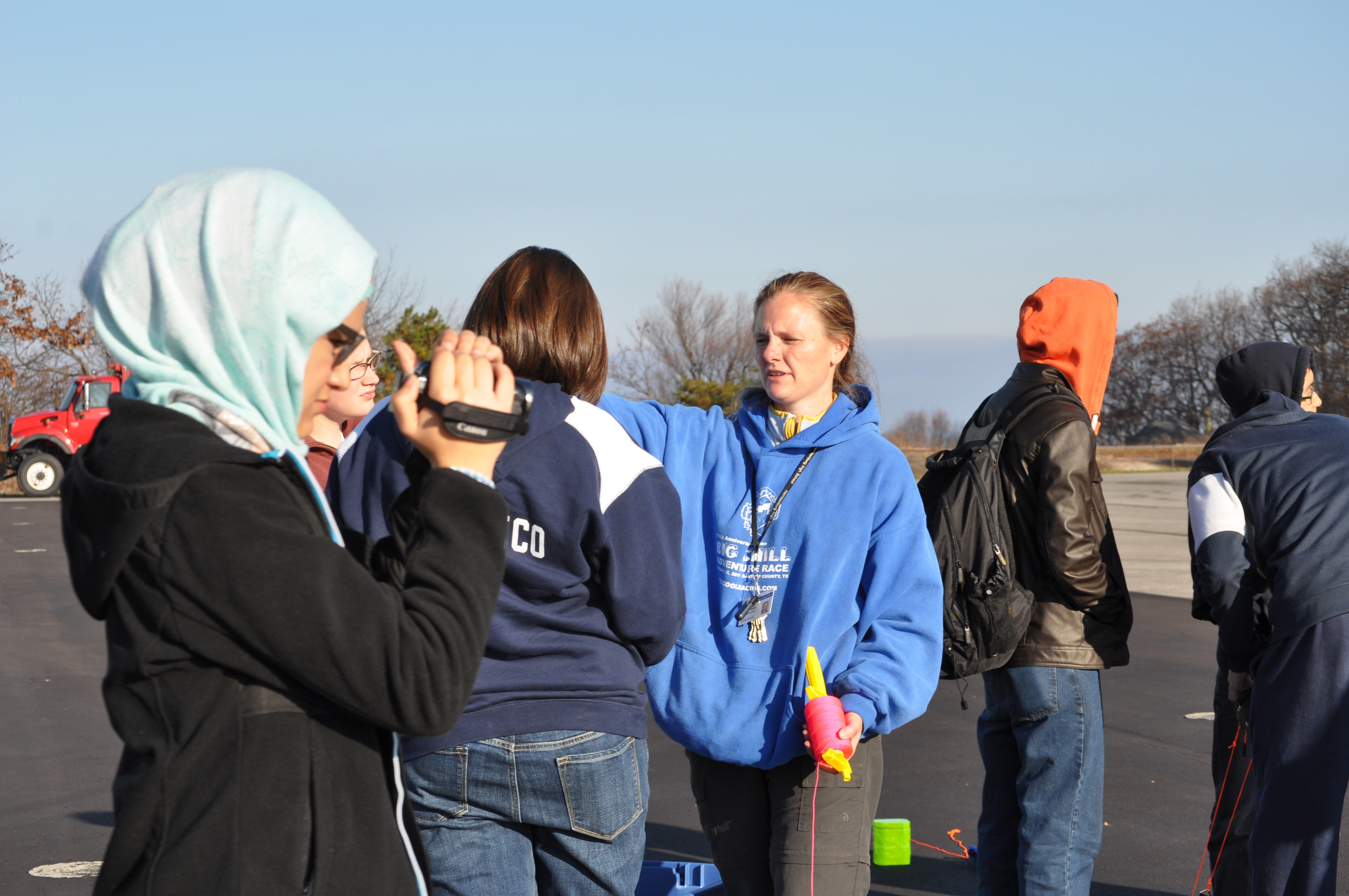Zahraa capturing video footage of the balloon launch.